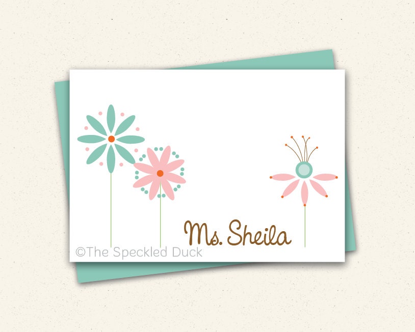 Mod Flowers - Set of 12 Folded Notes Il_570xn