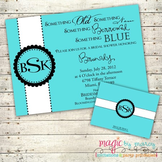 Tiffany inspired bridal shower invitations custom doublesided Il_570xn