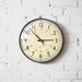 military time clock - school wall clock - simplex - gray metal body - butter yellow face - glass bezel - industrial decor
