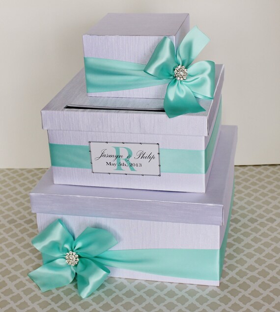 Wedding Card Box Money Holder Tiffany Aqua Blue by LittleDivine