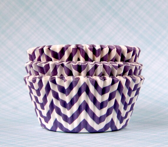 Purple Chevron Cupcake Liners - Baking Cups (50) Il_570xn