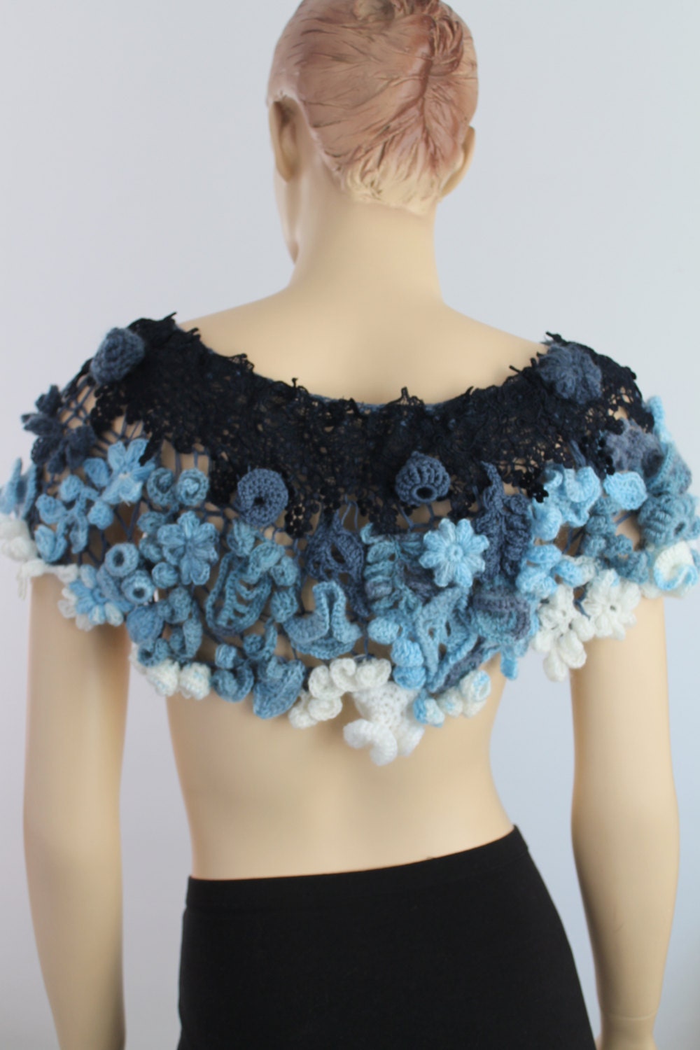 Freeform Crochet Capelet - Wedding Shrug - Wearable Art - OOAK