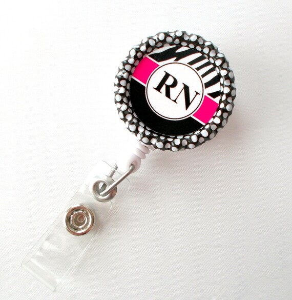 RN Badge Holder Pink ID Badge Reel Name Tag Badge by BadgeShack