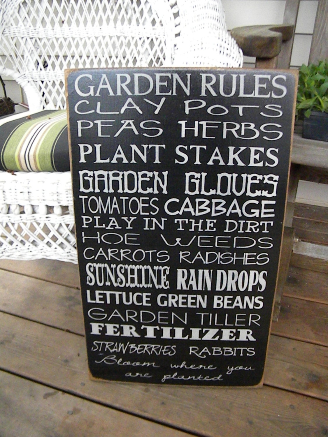 Garden Rules Sign 14x24 Primitive Typography subway by Wildoaks