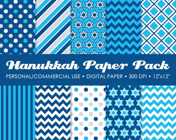 Hanukkah Celebration Digital Printable Paper Pack - For Commercial or Personal Use Il_570xn