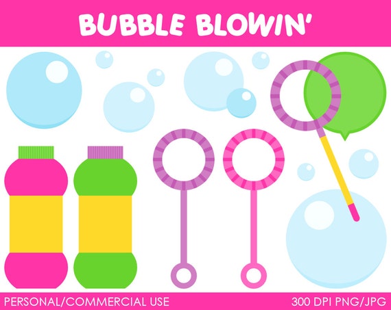 Bubble Blowin' Clipart - Digital Clip Art Graphics for Personal or Commercial Use Il_570xn