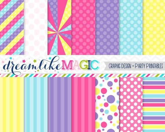 Carnival Carousel Pastels- Digital Paper Pack for Personal or Commercial Use Il_570xn