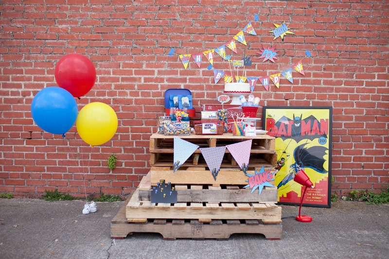 Superhero FULL Printable Birthday Party Collection - Invitation Included - hello love designs Il_570xn