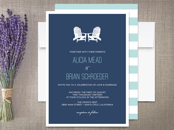 Adirondack Beach Chairs Wedding Invitations by rockpaperdove