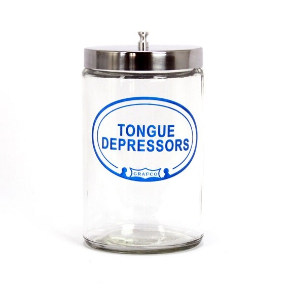 vintage tongue depressors medical jar by lacklusterco on Etsy