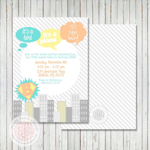 Super Baby Superhero Printable Birthday Party Invitation - Petite Party Studio Il_570xn