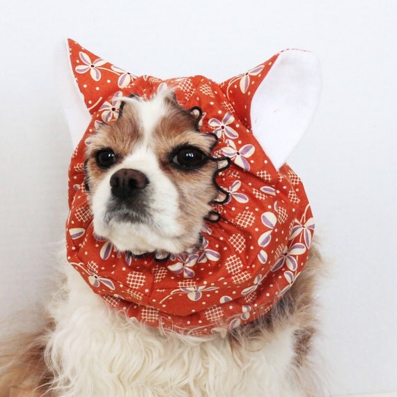 Fox Ears Dog Snood / Pet Hat / Long ear covering by daydogdesigns