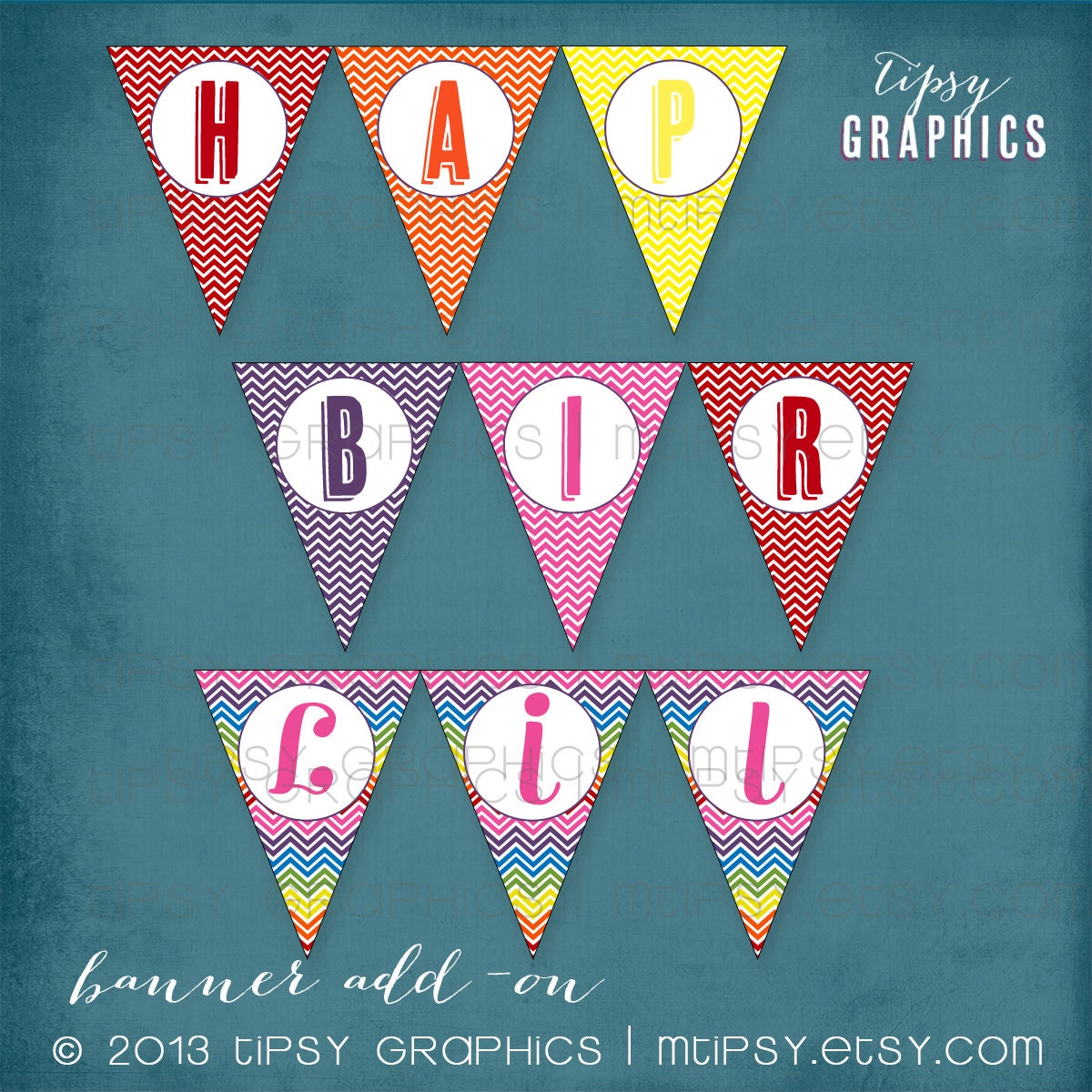Rainbow Chevron Happy Birthday Party BANNER. By Tipsy Graphics. Il_570xn