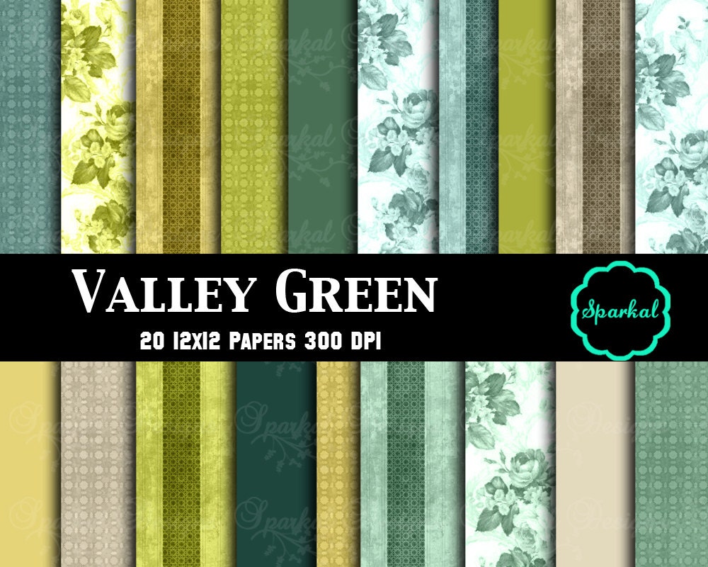 Floral Digital Paper, Stripes and Polka Dots with High Resolution Patterns Instant Download Il_570xn