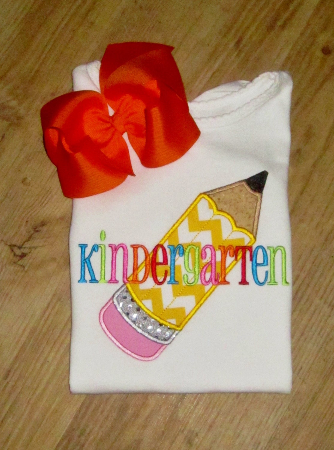 Kindergarten, Back to School, Chevron Pencil, TShirt for Girls