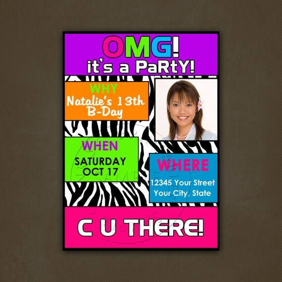 Items similar to Teen / Tween Birthday Party Invitation Personalized ...