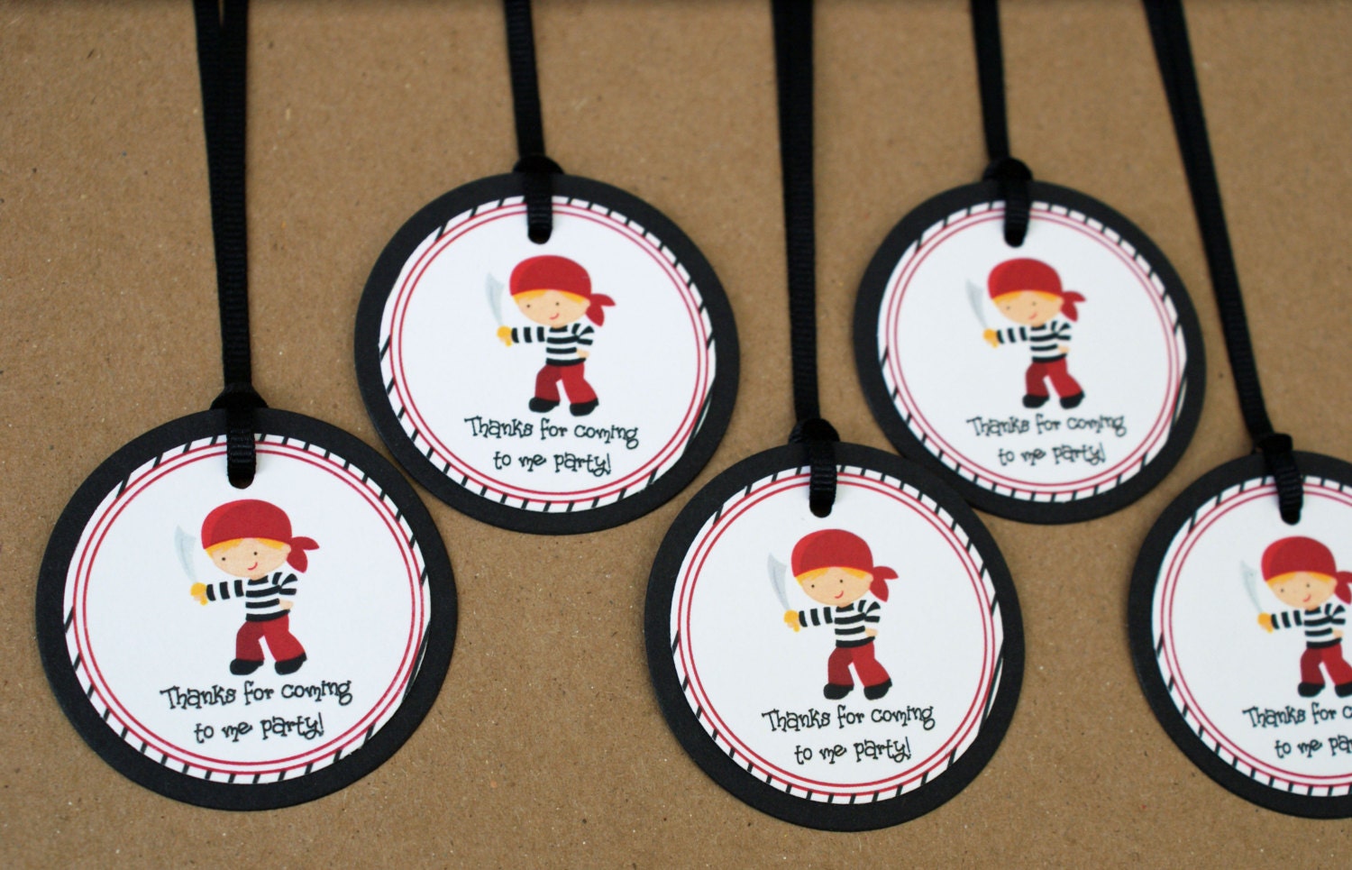 Set of 12 Boy's Pirate Birthday Party Thank You Favor Tags Il_570xn