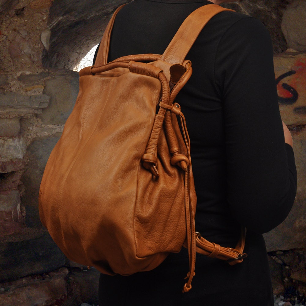Handmade leather backpack - Katerina in Noce color,MADE TO ORDER