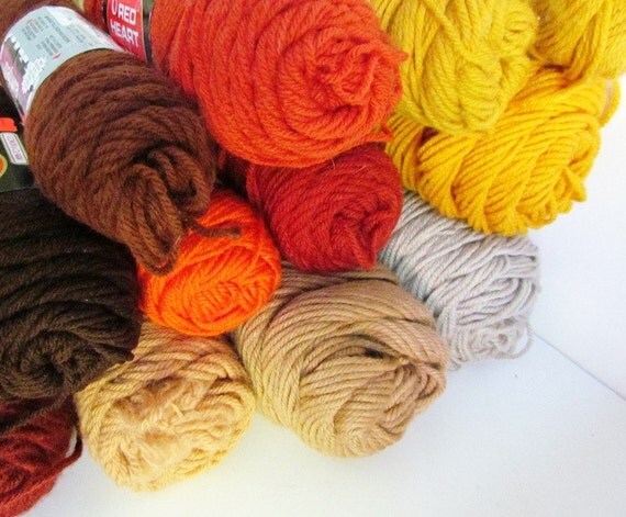 12 Skeins Yarn Destash Knitting Worsted Weight 3 Ply by BPvintage