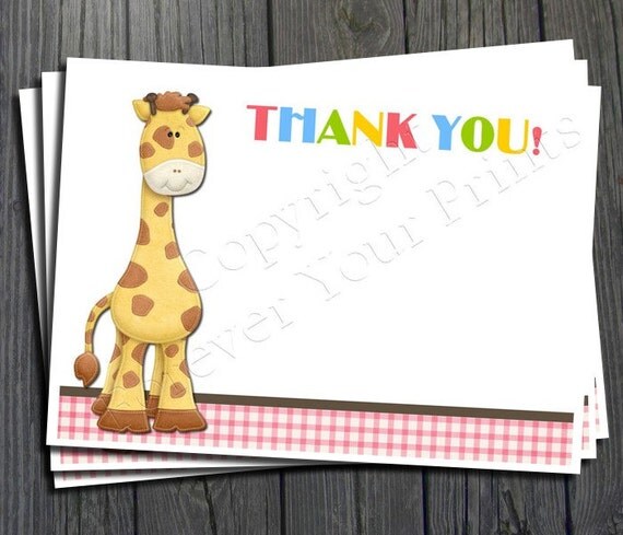 1st Birthday Thank You Card - Giraffe Theme Il_570xn