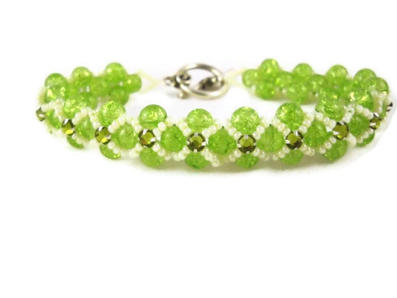 Montee Beaded Bracelet Green Beadwork bracelet