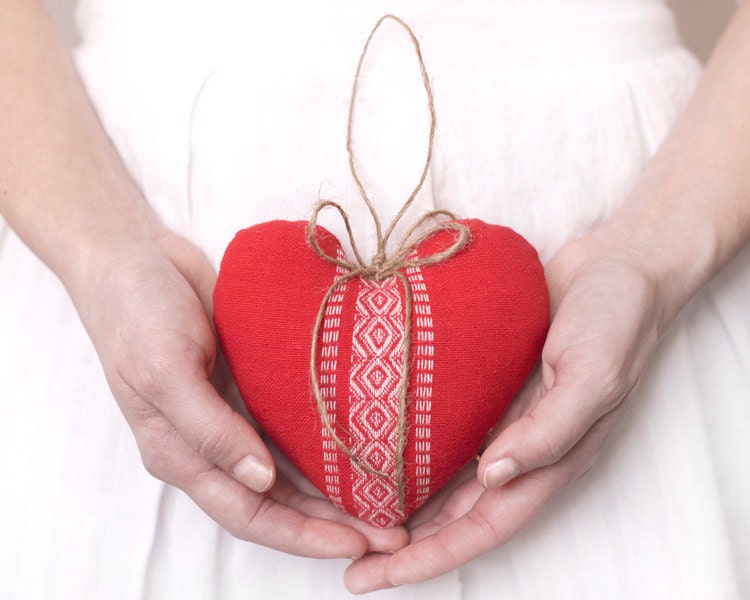 Cottage Heart - Red Scandinavian Style Plush Ornament