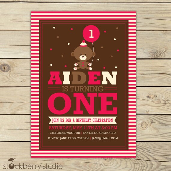 Sock Monkey Birthday Printable Party Invitation 5x7 Red, Brown,Cream Il_570xn