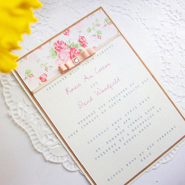 Vintage Peach Wedding Invitation