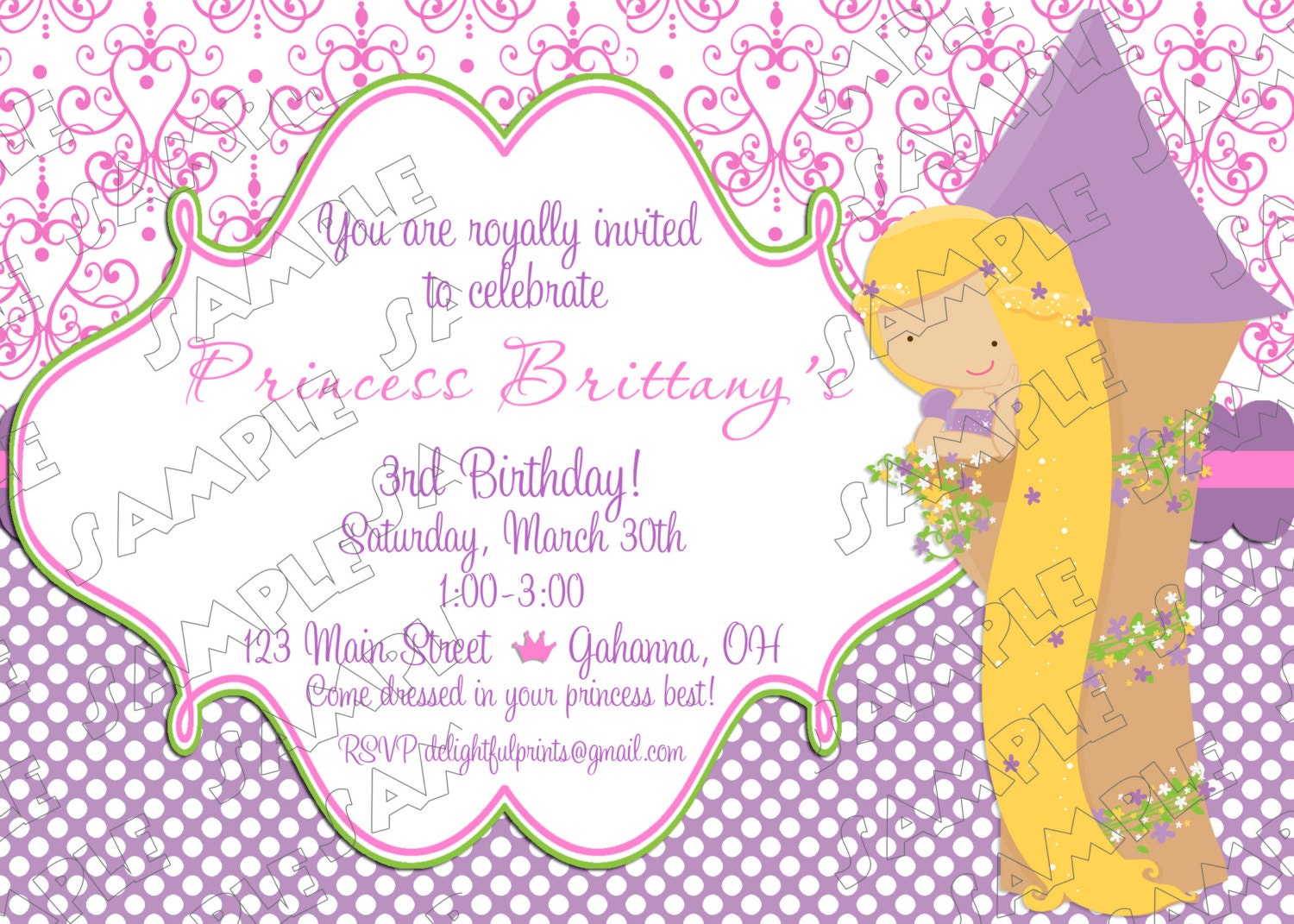 Princesses Rapunzel disney inspired birthday invitation...DIY you print custom photo card by delightfulprints Il_570xn