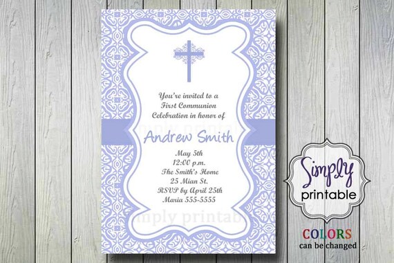 1st Communion Printable Invitation/Thank You (Digital File) Il_570xn