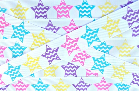 Tres Chic Princess chevron stars on 7/8" grosgrain ribbon- Back to school Il_570xn