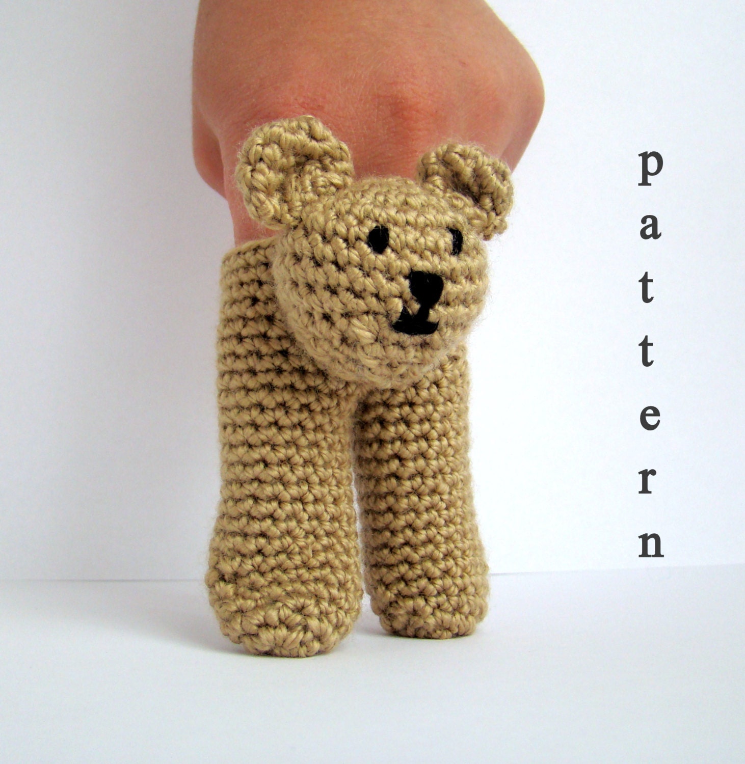 Two Finger Amigurumi Puppets Pattern 3 in 1 Bunny,Frog and Bear -  Instant Download PDF