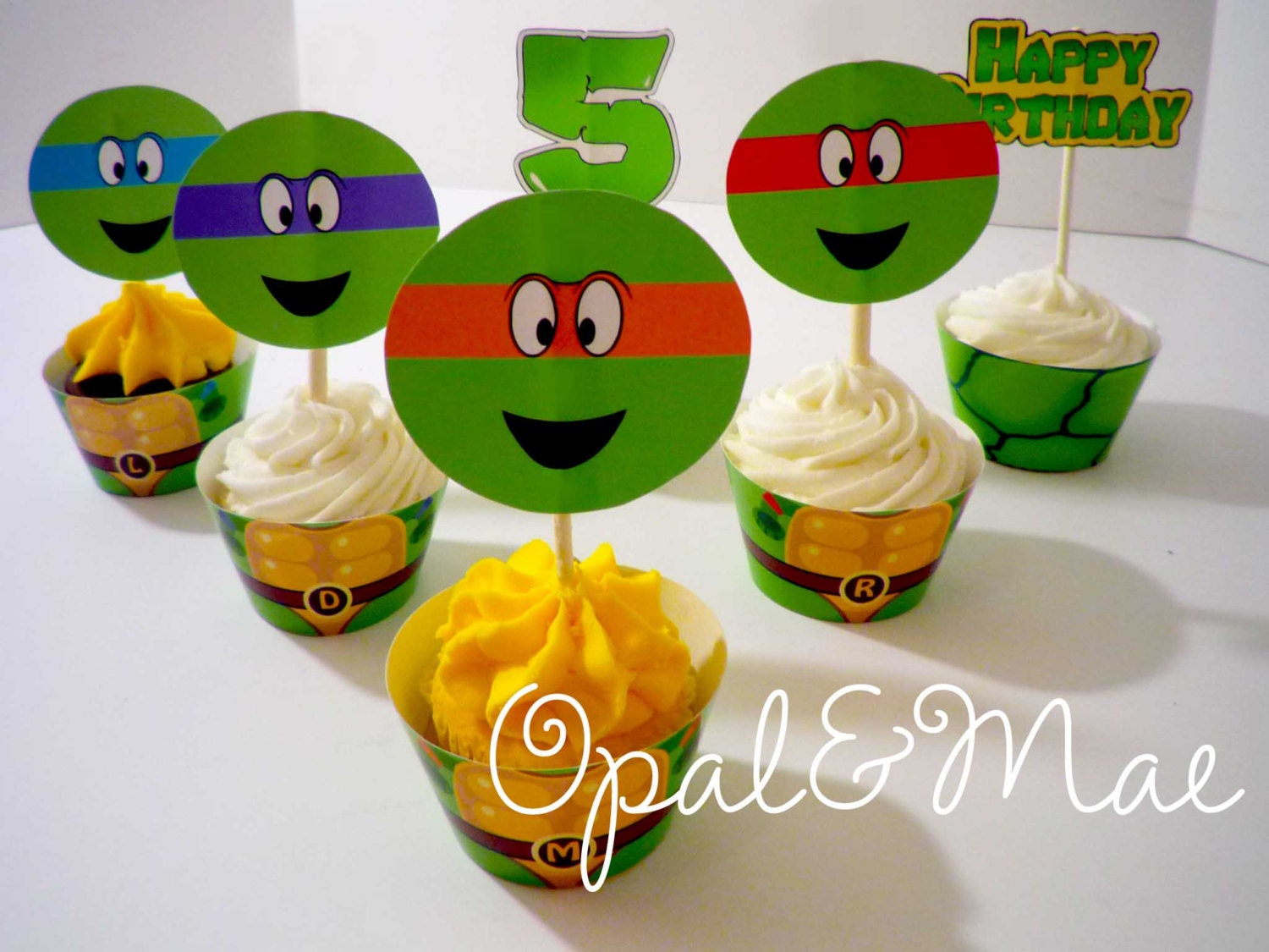 Ninja Turtle Digital Printable Party Cupcake Wrappers and Toppers Il_570xn