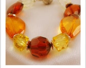 Retro Looking Yellow, Brown and Gold Bracelet.  BlingbyDonna.  Twinkle. - BlingbyDonna