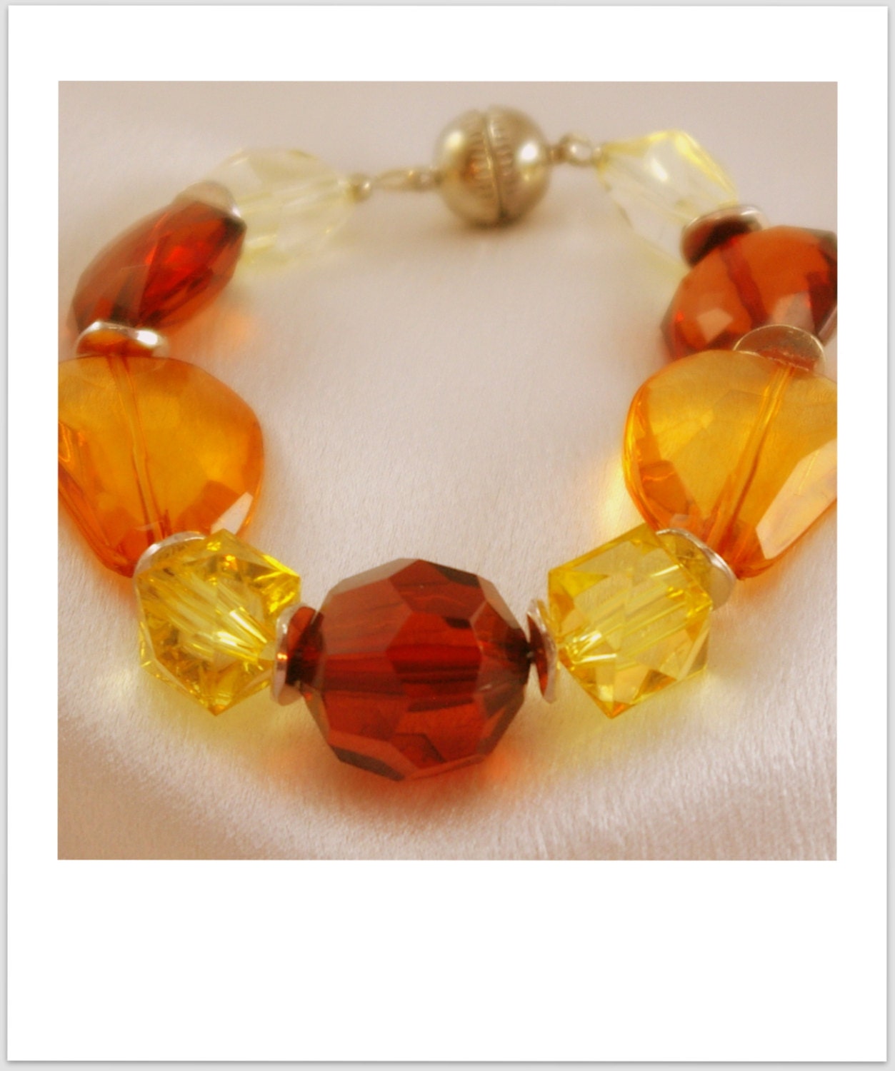 Retro Looking Yellow, Brown and Gold Bracelet.  BlingbyDonna.  Twinkle. - BlingbyDonna