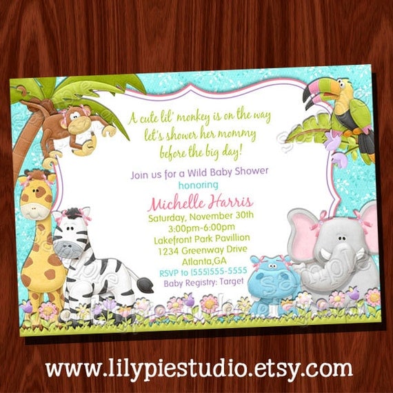 Monkey Jungle Baby Shower Invitation Printable Digital File Il_570xn