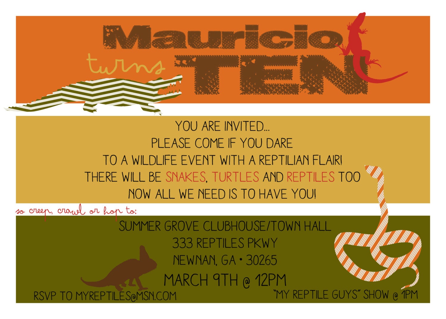 Reptiles Ahead Invitation - DIGITAL - DIY Il_570xn
