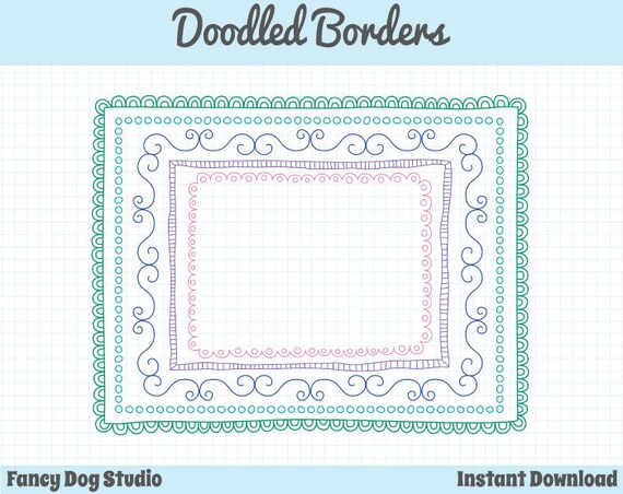 Doodled Border 8.5x11 Frames for Worksheets by PaulaKimStudio