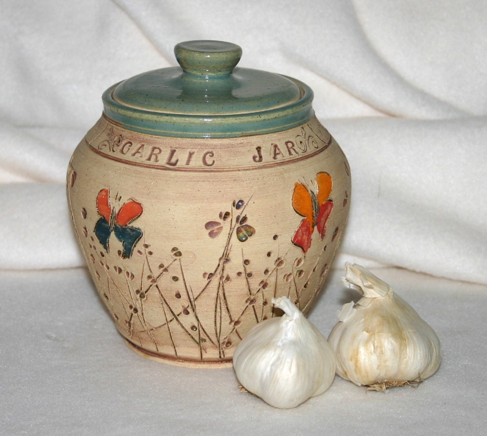 Ceramic Stoneware Pottery Garlic Jar by GreenEarthPottery on Etsy