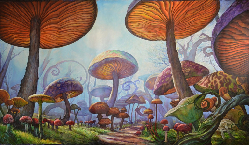 Items similar to Mystical Mushroom Patch Mural on Etsy