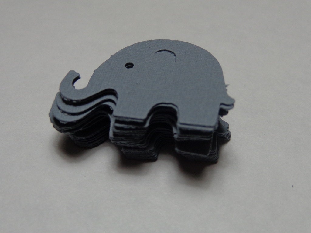 100 Grey Elephant Die Cut Paper Punches Embellishments Confetti - SewPrettyInVermont