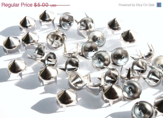EXTRA 10% OFF SALE New 8mm 72 pcs Silver Pyramid Spike Studs with Prongs