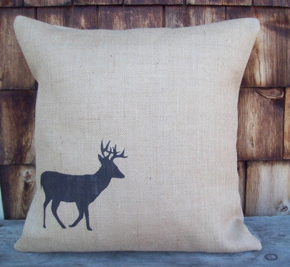 Burlap Deer Decorative Pillow Cover 20 x by