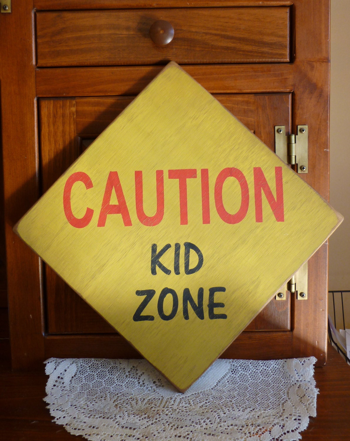 Primitive Caution Kid Zone wood sign your color choice by CCWD