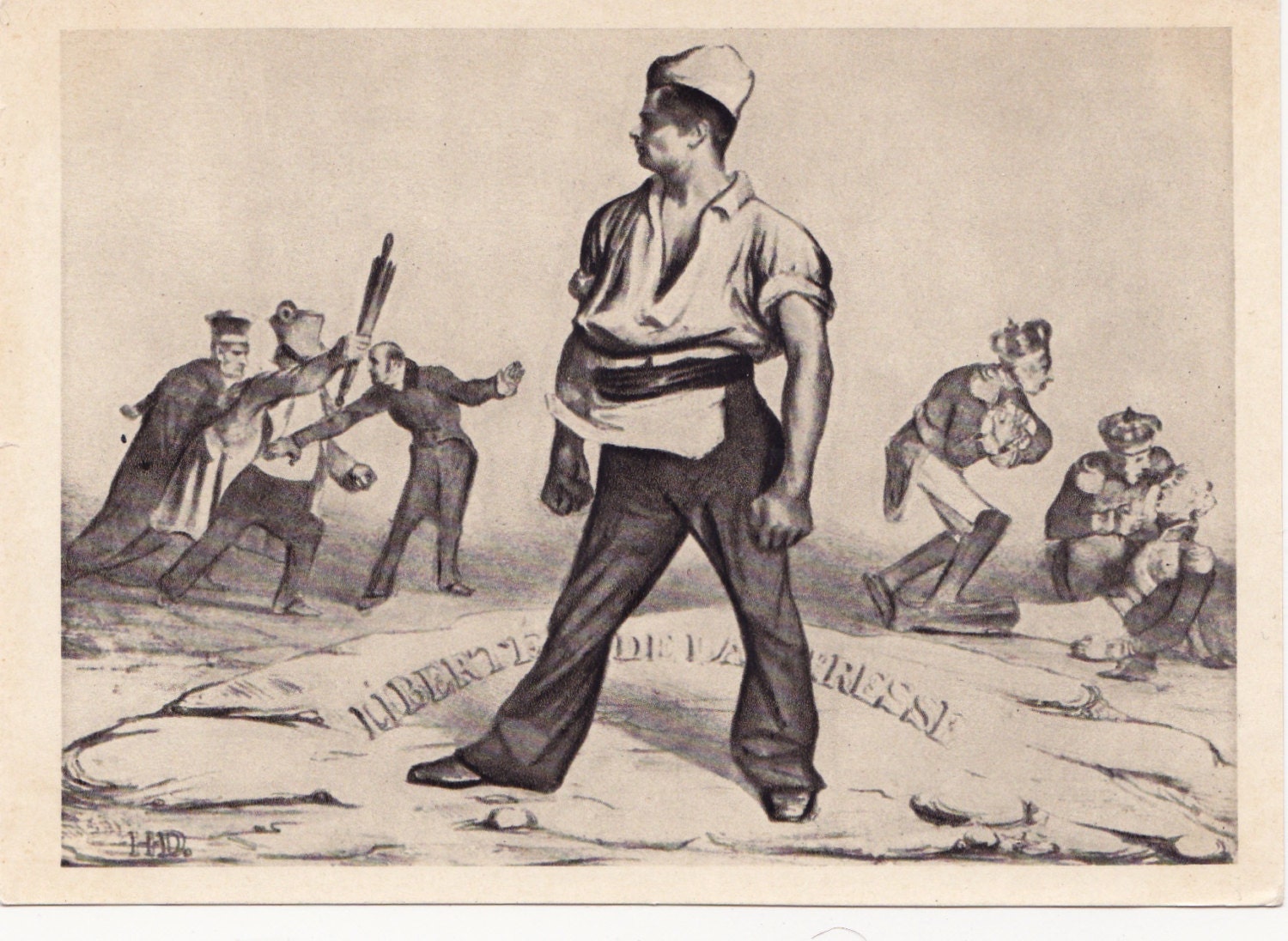 Vintage Daumier (Freedom of the Press) Postcard - 1957