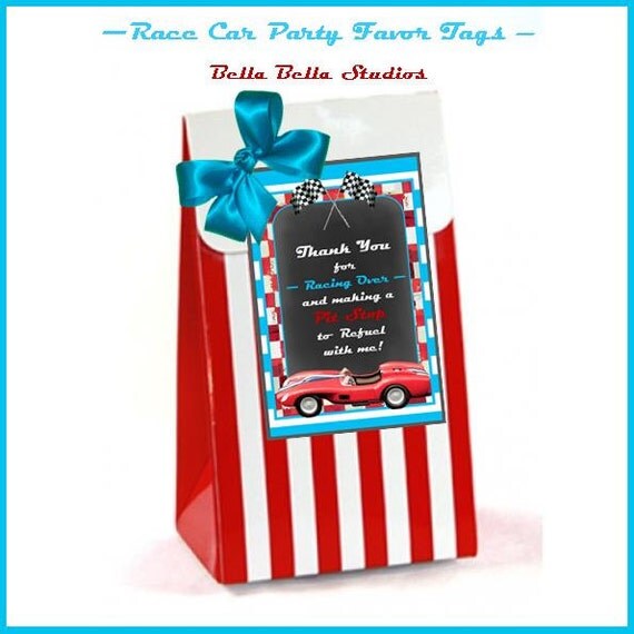 Race Car Party, Vintage Race Car Party - Instant Download PRINTABLE FAVOR TAGS - Bella Bella Studios Il_570xn