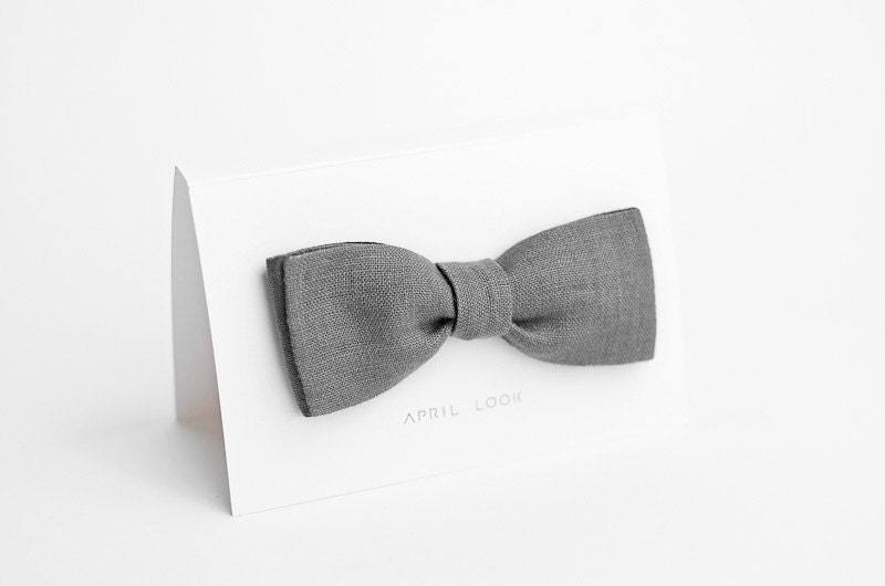 Gray bow tie, black - double sided - APRILLOOKshop Gray bow tie, black - double sided - APRILLOOKshop