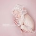 Pink Butterfly Bonnet - newborn with lace and pearl trim - photography prop