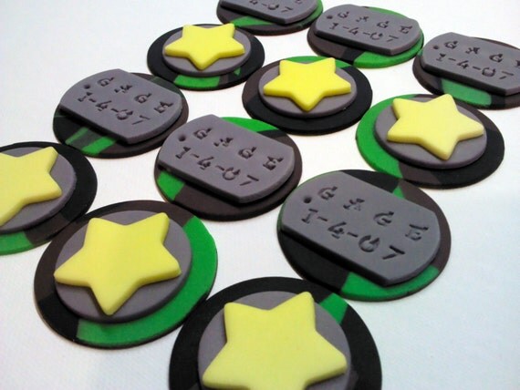 Army Camouflage Edible Cupcake Toppers by ThreeMonkeysCakery