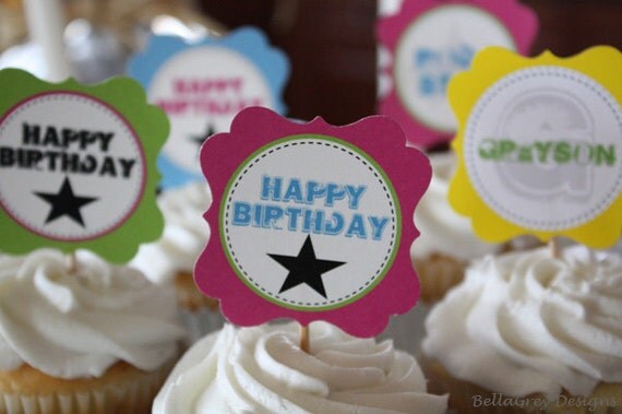 CUSTOM Toppers - Rock Star Modern Style Party Collection - BellaGrey Designs Il_570xn